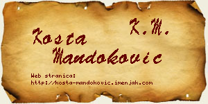 Kosta Mandoković vizit kartica
